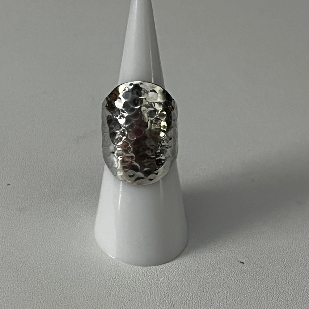 925 Sterling Silver Hammered Wide Band Ring-4.90 grams-size 6 1/2-7